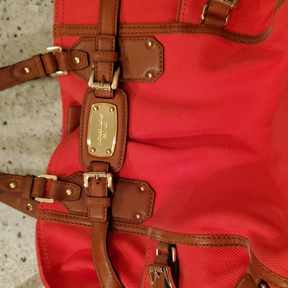 Michael Kors Mandarin and Brown Tote Bag